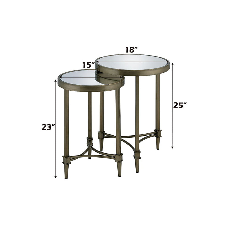 Aditya - Nesting Table - Mirrored & Antique Brass