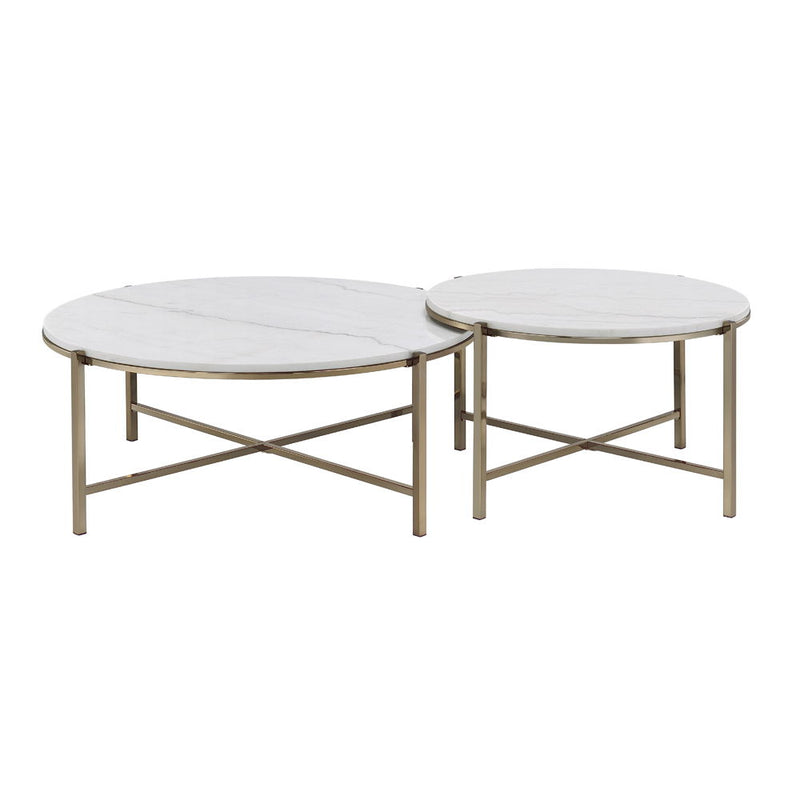Zaidee - Nesting Table Set - Natural Marble Top & Nickel