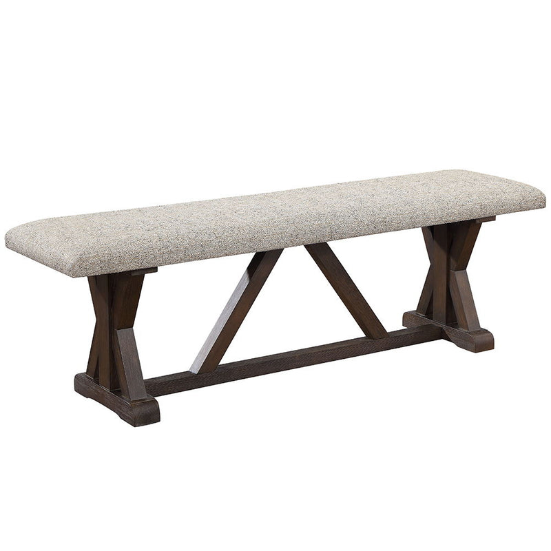 Pascaline - Bench - Gray Fabric, Rustic Brown & Oak