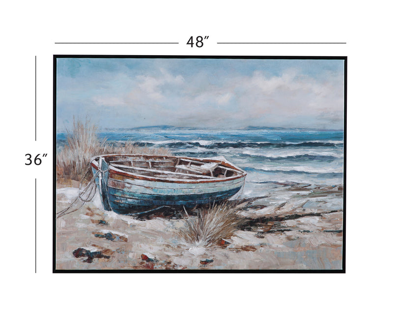 Mo Bay Framed Canvas - Blue / Light Brown