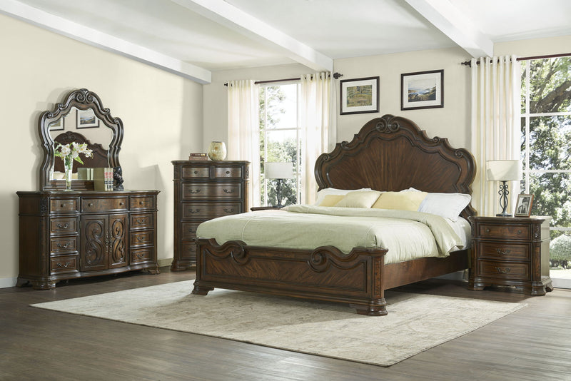 Royale - 5 Piece Queen Bedroom Set (2 Nightstands) - Dark Brown