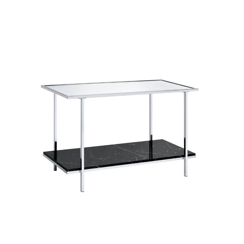 Angwin - Console Table - Mirrored, Faux Marble Top & Chrome