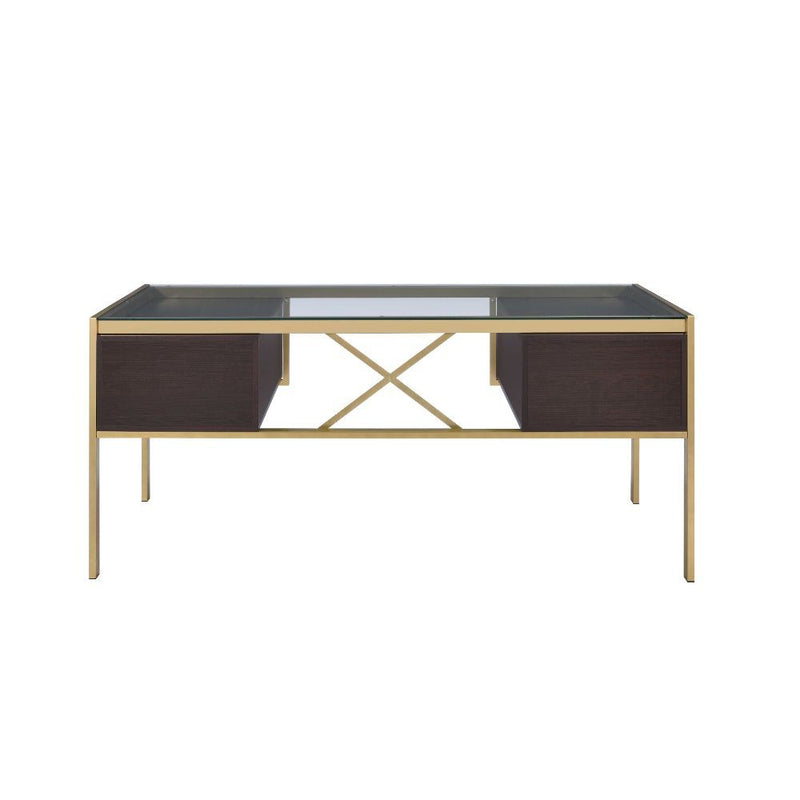 Yumia - Writing Desk - Gold & Walnut