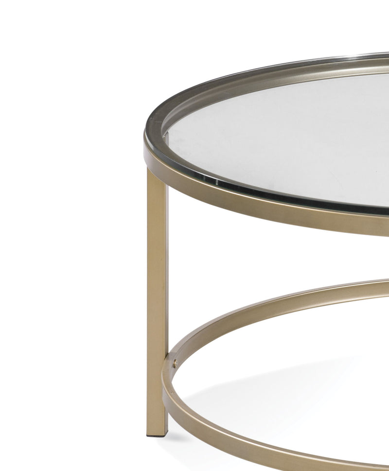 Anderson - Round Cocktail Table With Ottoman - Antique Gold