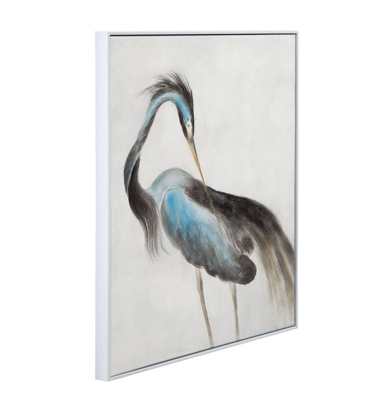 Louisiana Heron Canvas Art - Blue / Pearl Silver