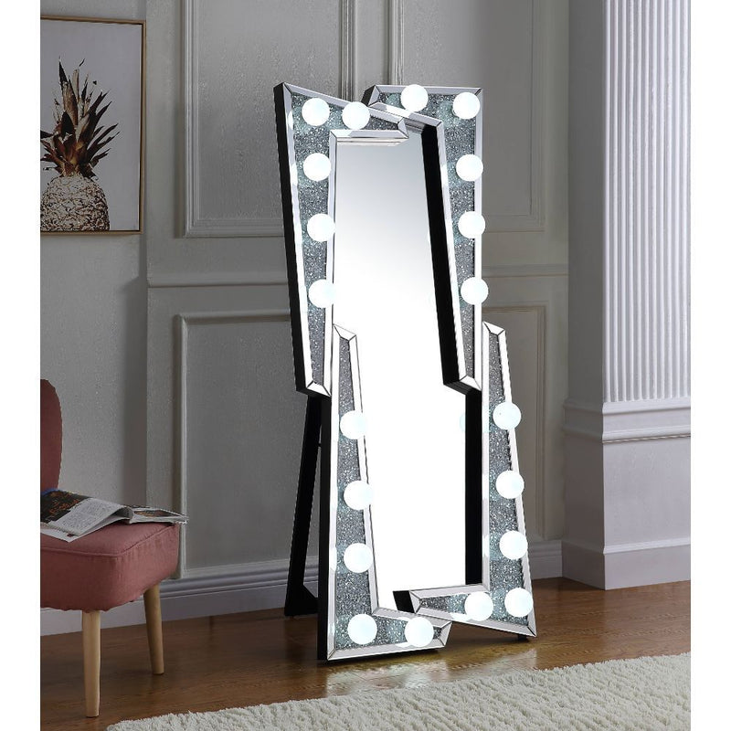 Noralie - 63" Floor Mirror - Mirrored & Faux Diamonds