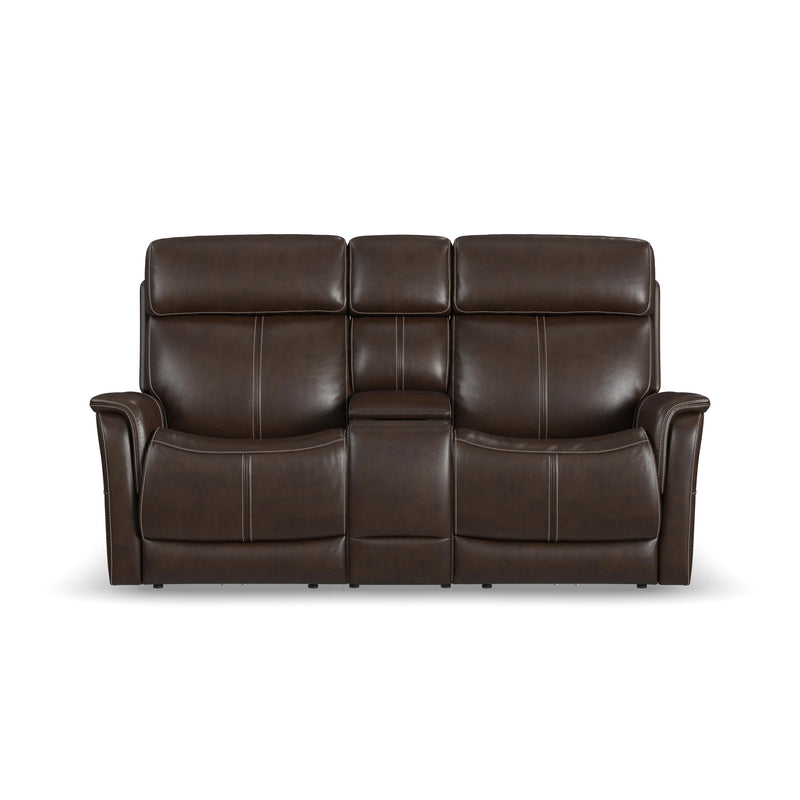 View - Power Reclining Loveseat With Console, Power Headrest & Lumbar