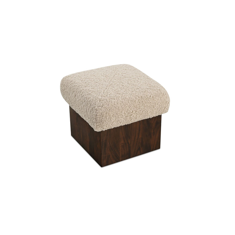 Serge - Ottoman Faux Shearling - Cream / White / Dark Brown
