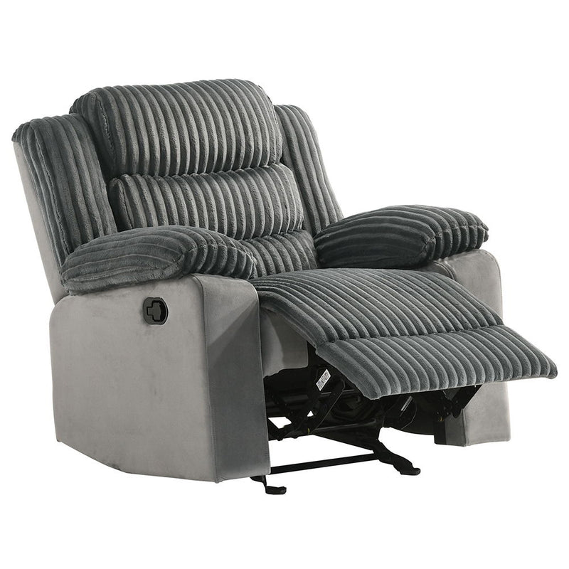 Lesley - Motion Glider Recliner - Gray Corduroy & Velvet