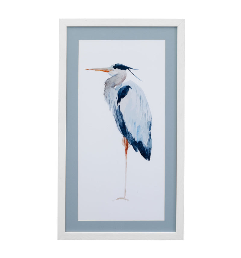 Heron III Framed Print - White