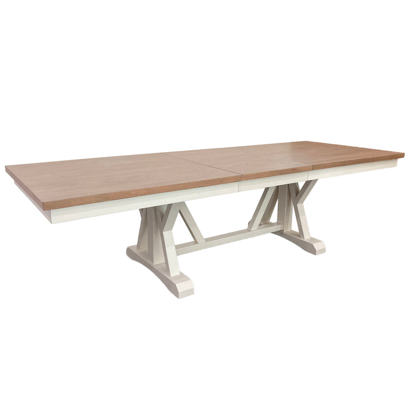 Americana Modern Dining - Extendable Trestle Table With 8 Upholstered Chairs - Cotton