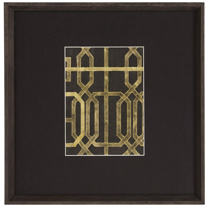 Trellis Pattern III Framed Print - Brown / Gold