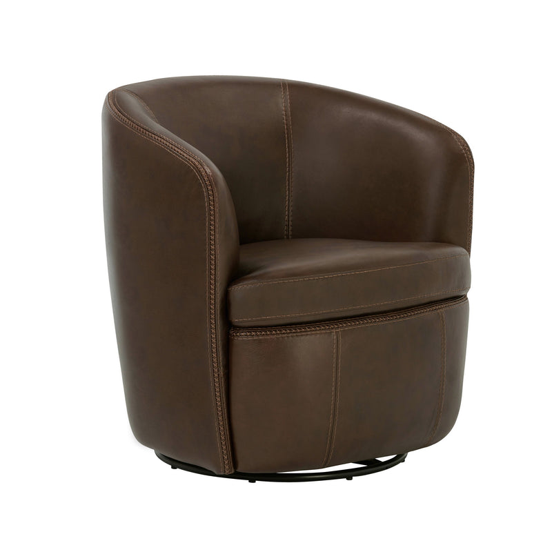 Barolo - 100% Italian Leather Swivel Club Chair (Set of 2)