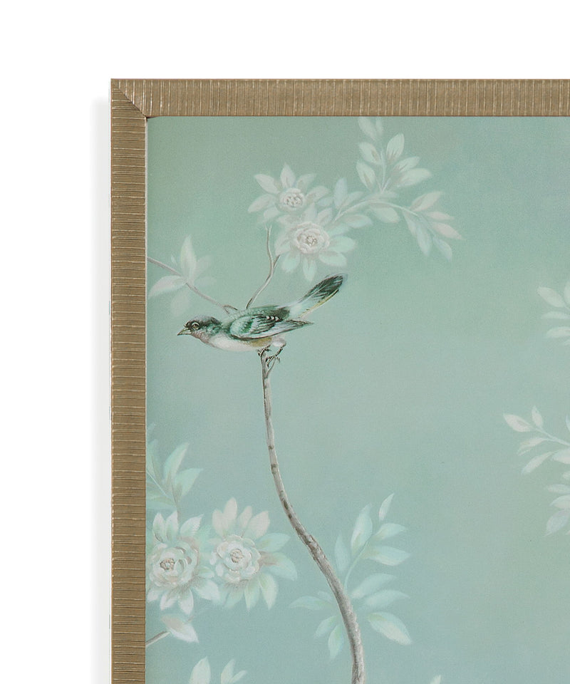 Birds And Flowers I Framed Print - Light Blue