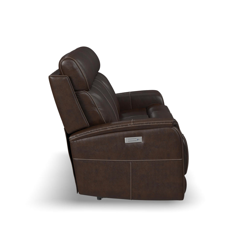View - Power Reclining Sofa With Console, Power Headrest & Lumbar