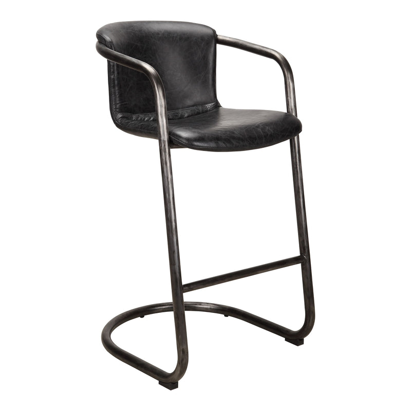Freeman - Leather Barstool (Set of 2) - Onyx Black