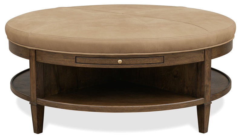 Cashiers - Cocktail Ottoman - Chestnut / Vintage Ecru
