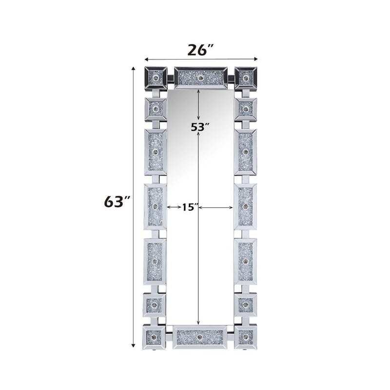Noralie - Floor Mirror With Faux Diamonds - Mirrored