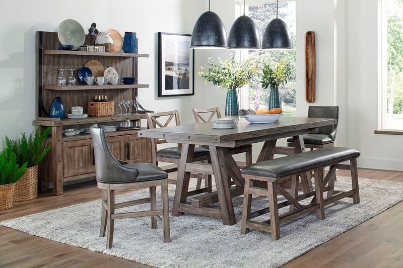 Lodge Dining - Faux Leather Swivel Counter Sling Chair (Set of 2) - Siltstone