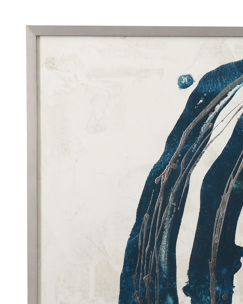 Embellished Blue Circle I Framed Print - Blue