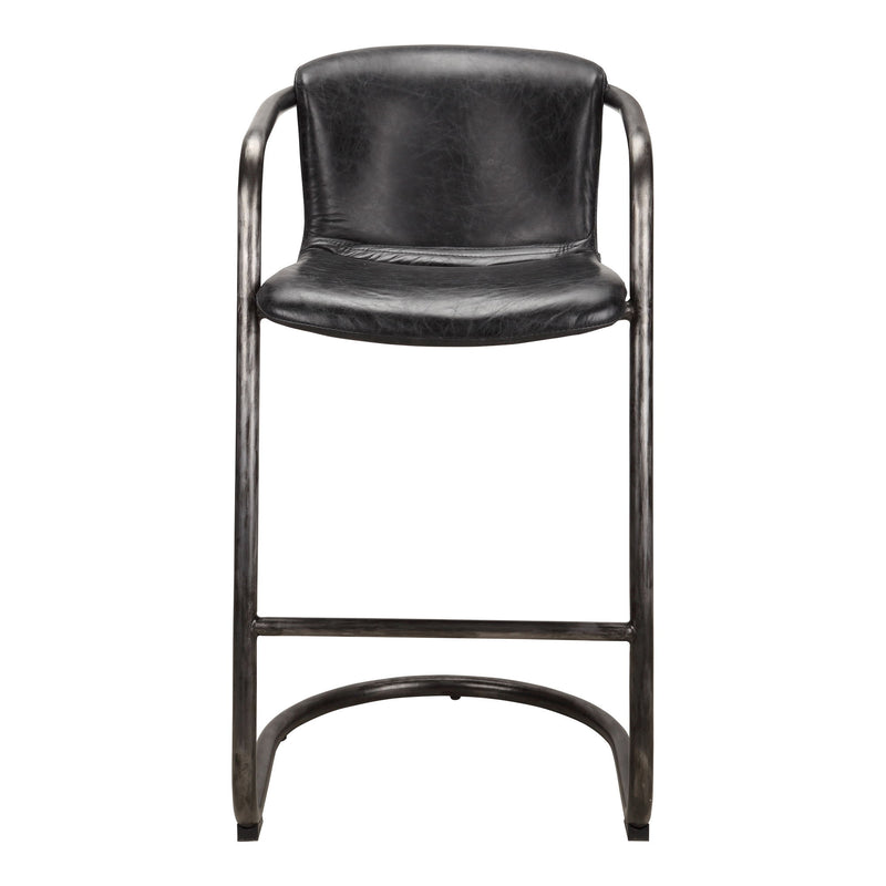 Freeman - Leather Barstool (Set of 2) - Onyx Black
