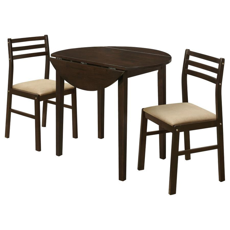 Bucknell - 3 Piece Round Drop Leaf Dining Table Set
