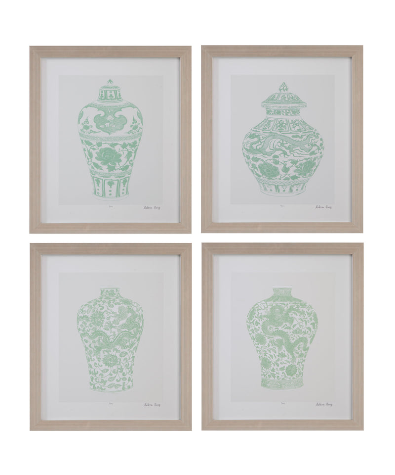 Mint Vases III Framed Print - Green / Beige