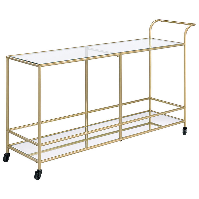 Kenda - Serving Cart - Clear Glass, Mirrored & Gold