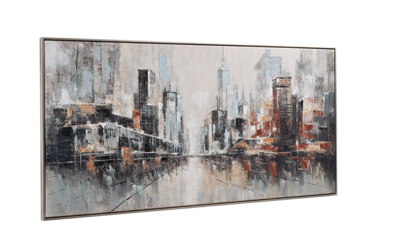 City Scape Framed Canvas - Dark Gray / Gray