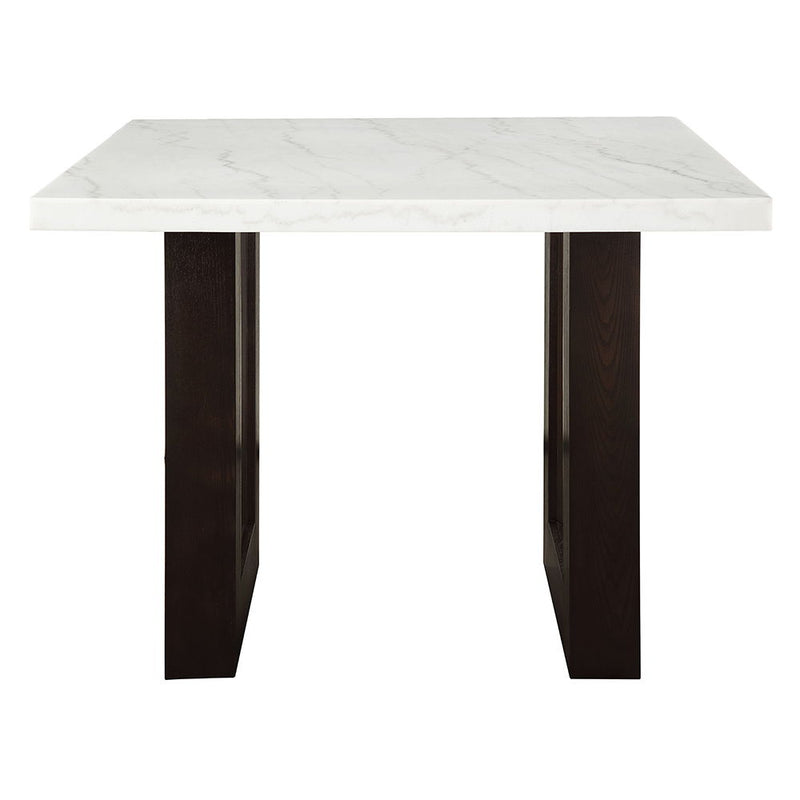 Edwyn - Counter Height Table - White Natural Marble Top & Espresso
