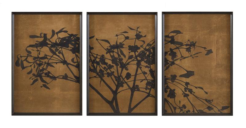 Tak Met Bloesem - Triptych Framed Print (Set of 3) - Brown / Black