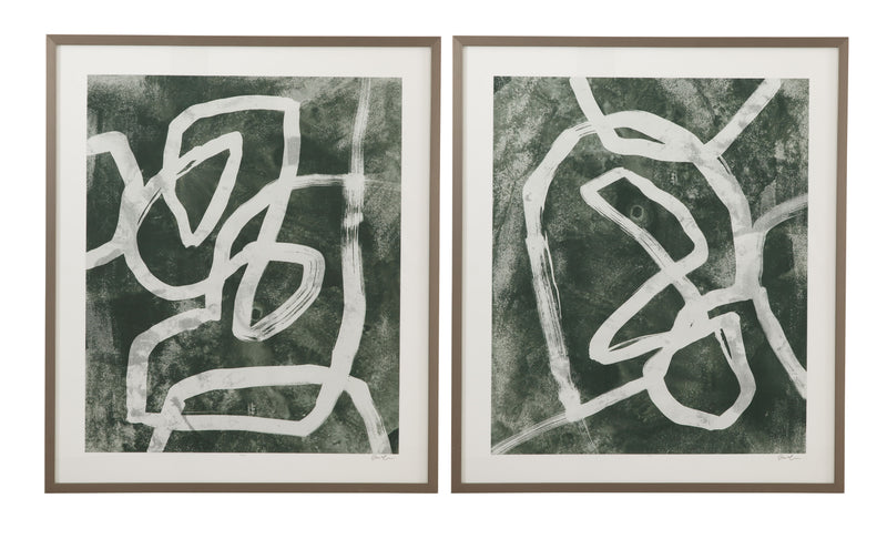 Chalk Line II Framed Print - Green / White