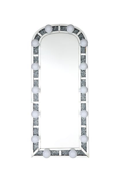 Noralie - Floor Mirror - Mirrored & Faux Diamonds