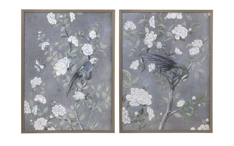 Birds & Blooms Framed Print (Set of 2) - Dark Gray