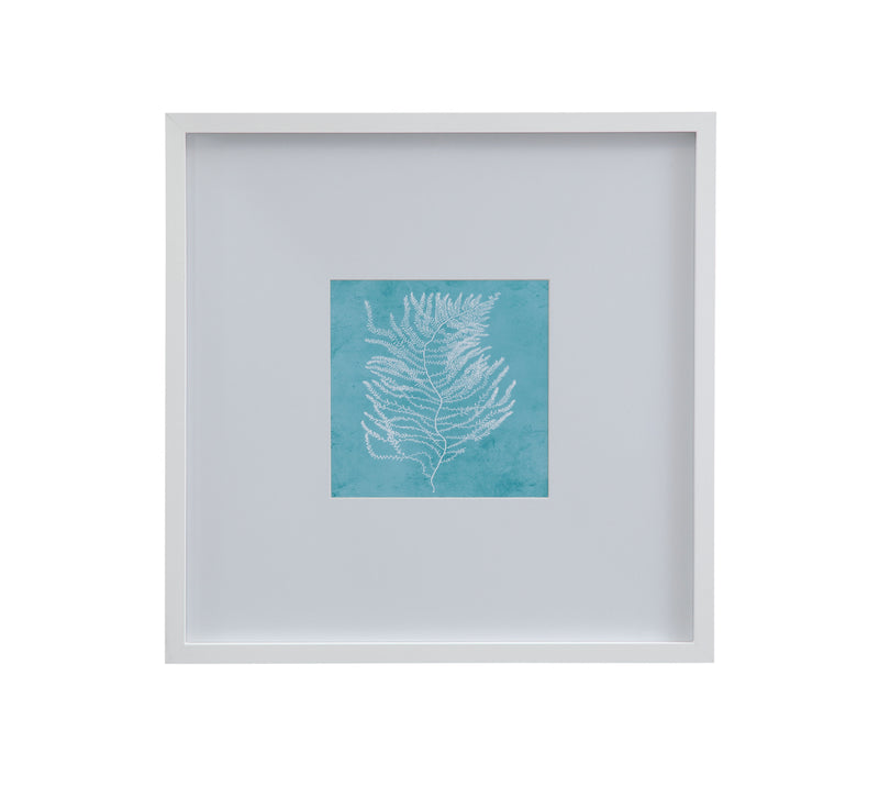 White Coral On Blue III Framed Print - Blue / White