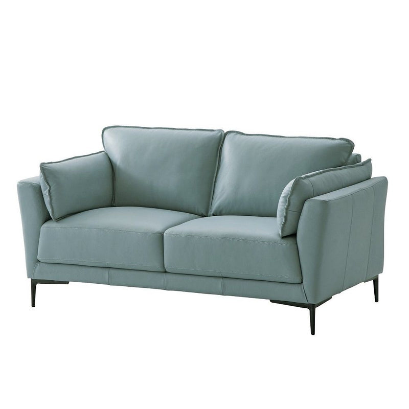 Mesut - Loveseat - Sage Green Top Grain Leather & Black
