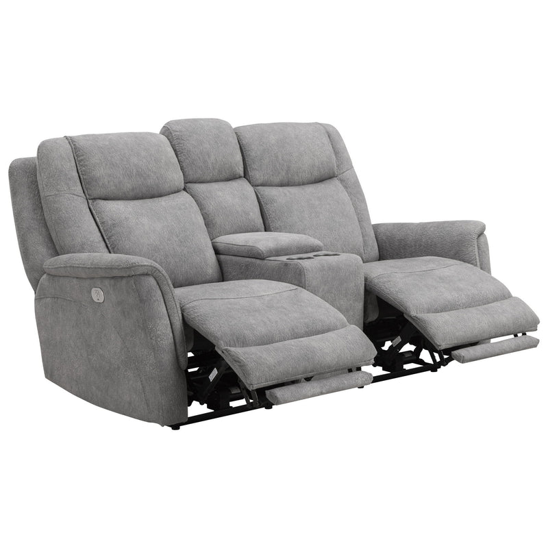 Linus - Zero Gravity Power Reclining Console Loveseat - Hudson Gray