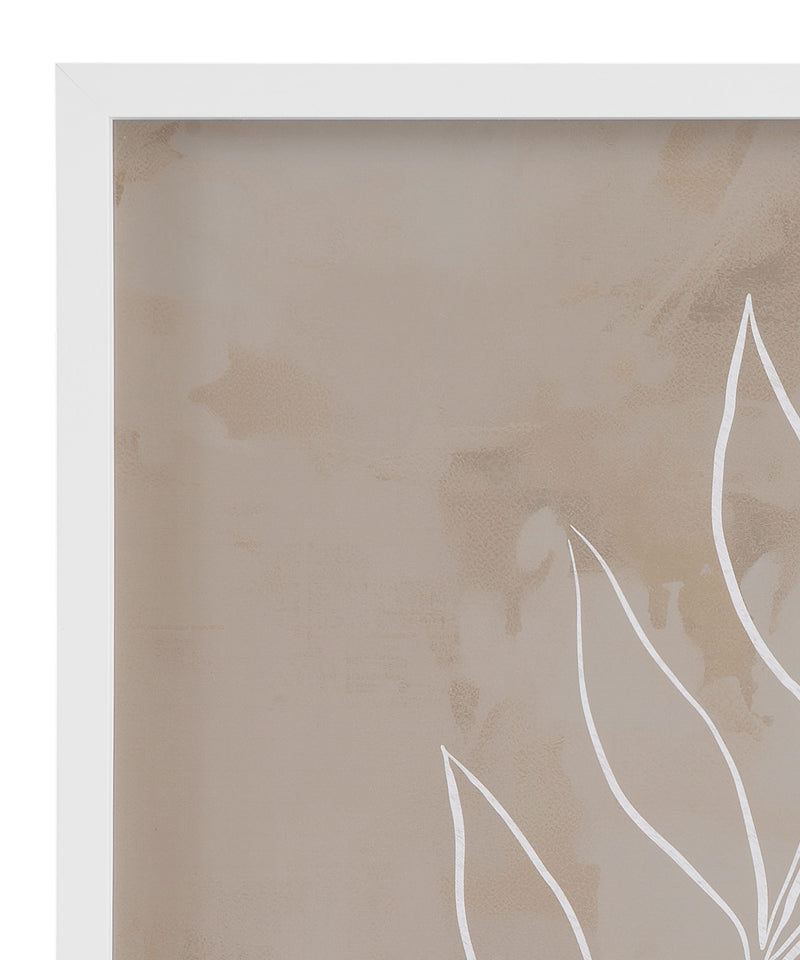 Leaf Line Art Framed Print (Set of 2) - Light Brown