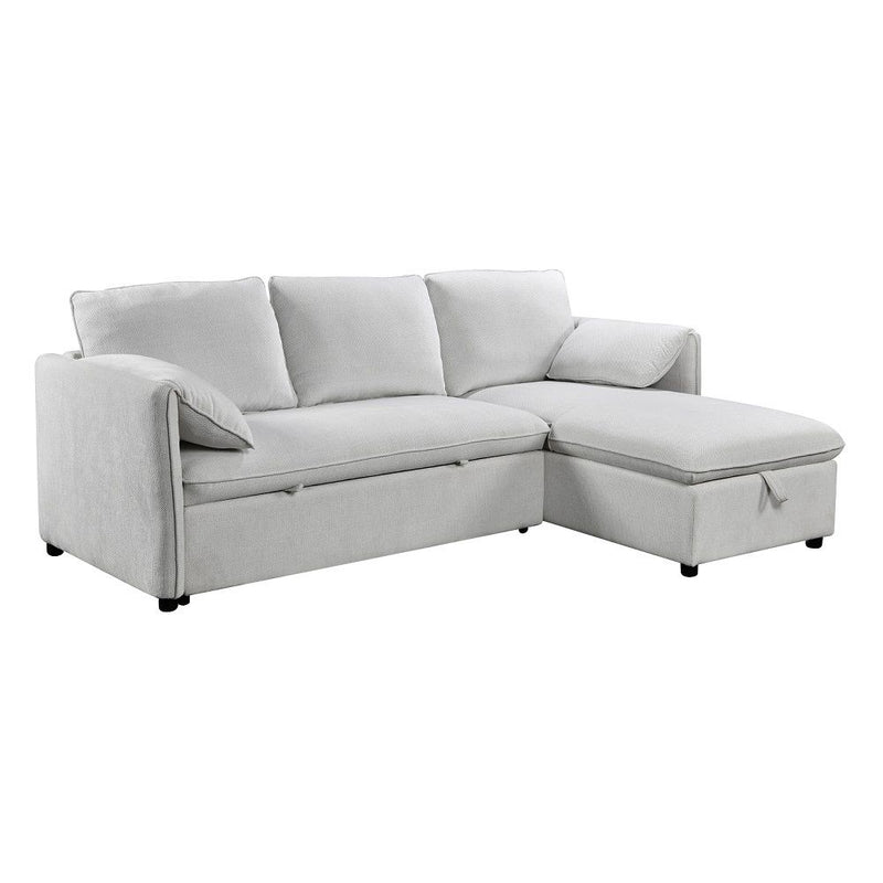 Yaroslav - Reversible Sectional Sofa With Sleeper & Storage - Cream Chenille