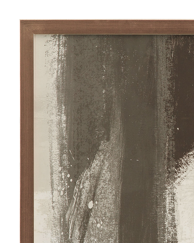 Neutral Contrast Stroke Framed Print - Beige / Dark Brown