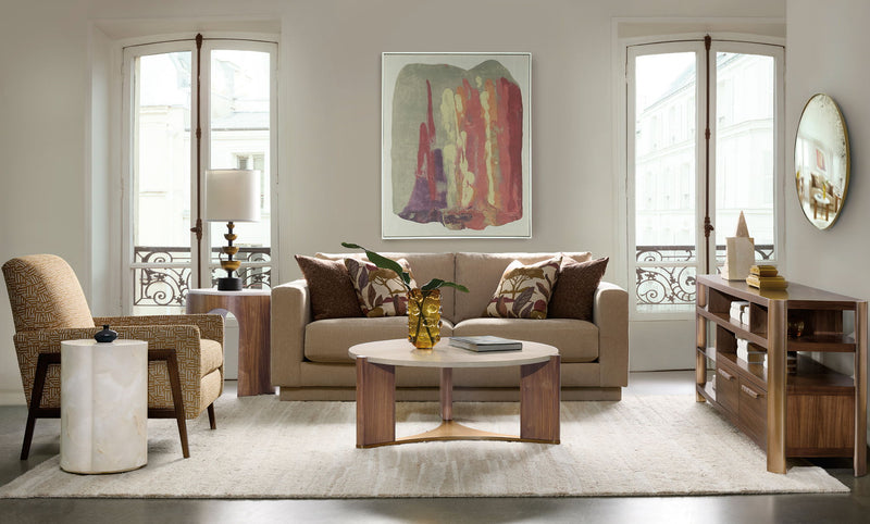 Eleana - Marble Top Round End Table - Medium Wood