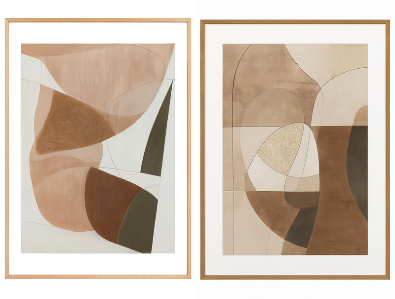 Framed Canvas Sculpted Balance (Set of 2) - Gold