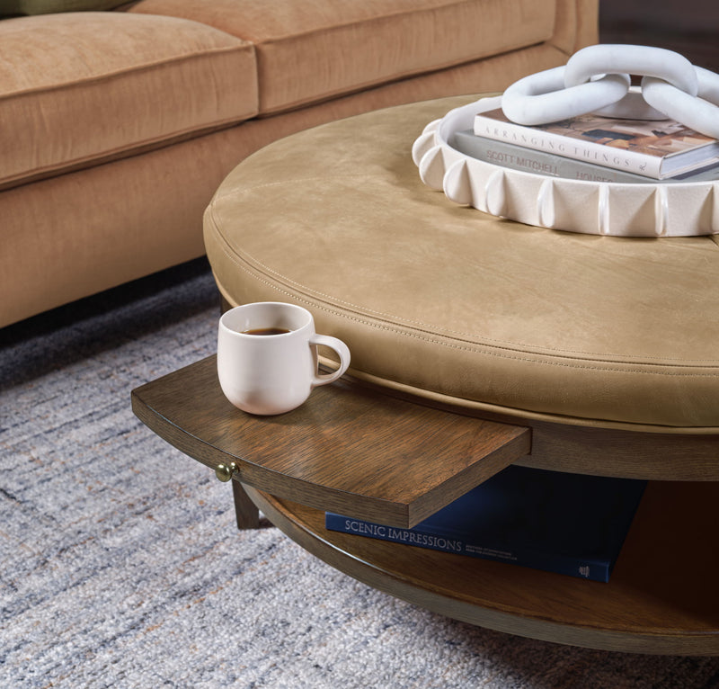Cashiers - Cocktail Ottoman - Chestnut / Vintage Ecru