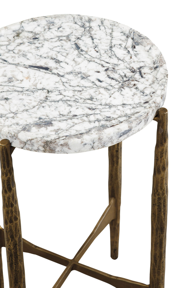 Soren - Accent Table - White / Gray / Brass