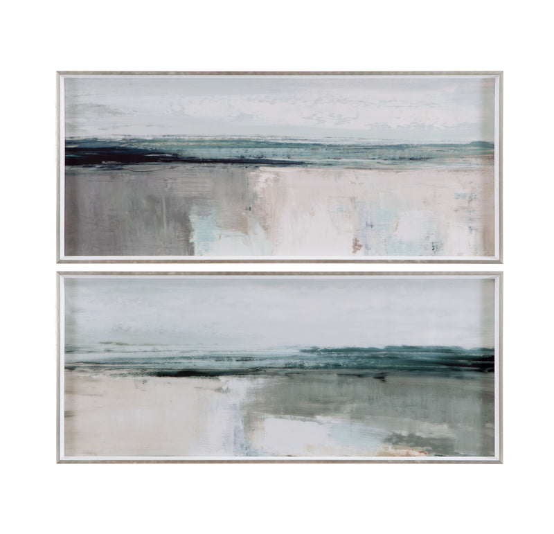 Moody Coast I Framed Art - Light Blue