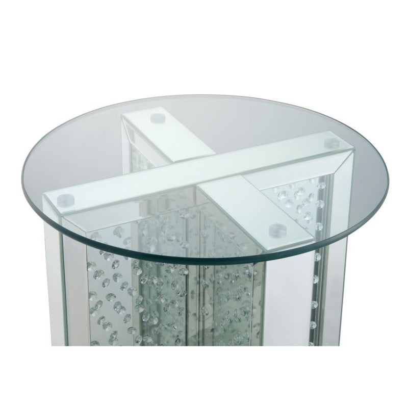 Nysa - 23" End Table - Mirrored & Faux Crystals