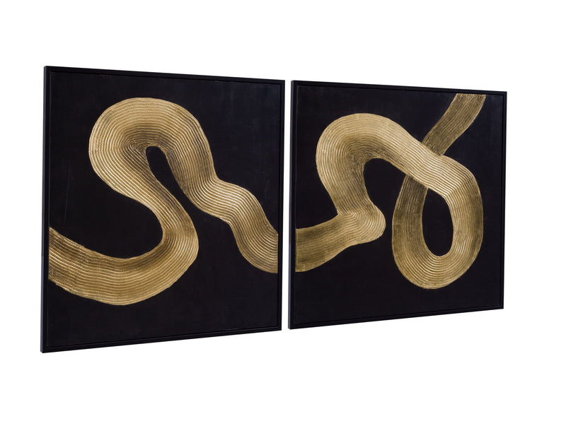 Connected Frame Canvas (Set of 2) - Black / Gold