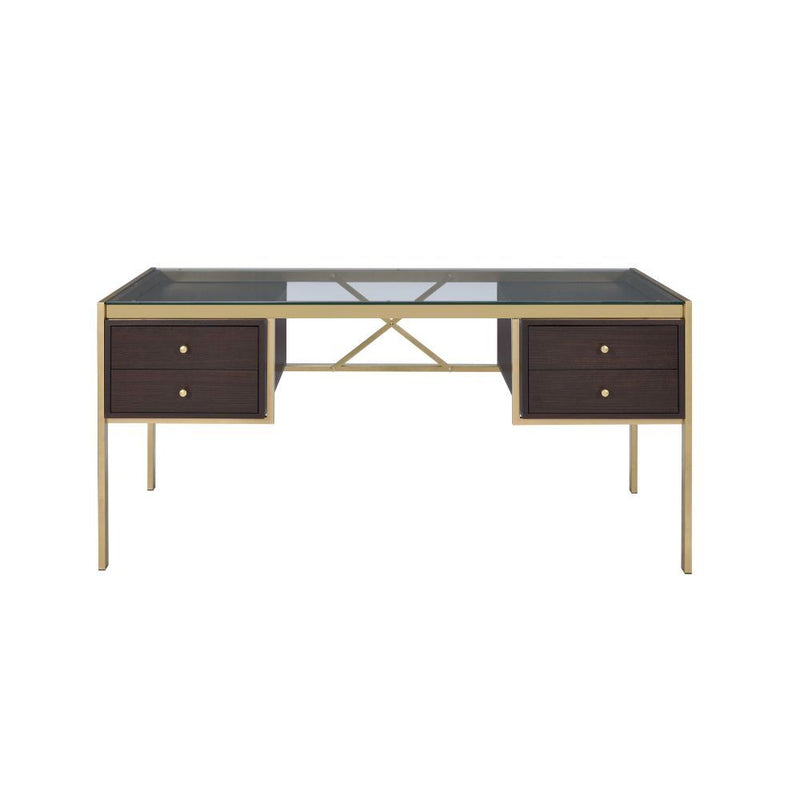 Yumia - Writing Desk - Gold & Walnut