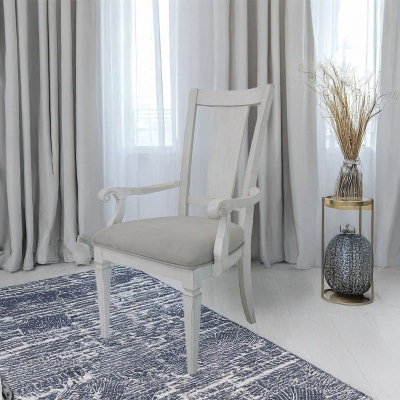 Katia - Arm Chair (Set of 2) - Light Gray Linen & Weathered White