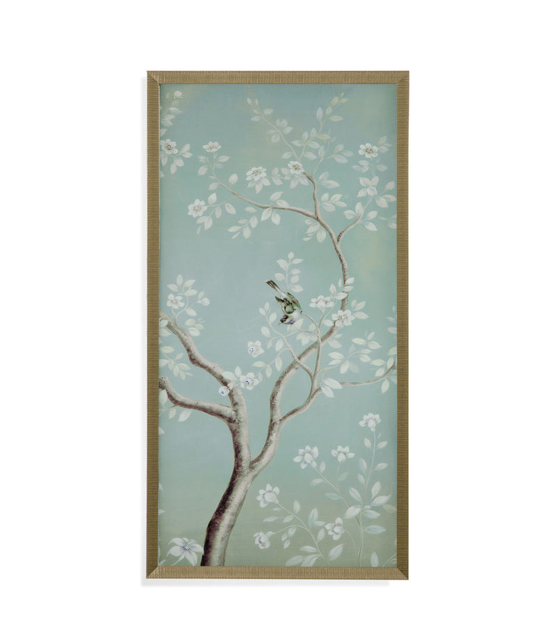 Birds And Flowers II Framed Print - Light Blue
